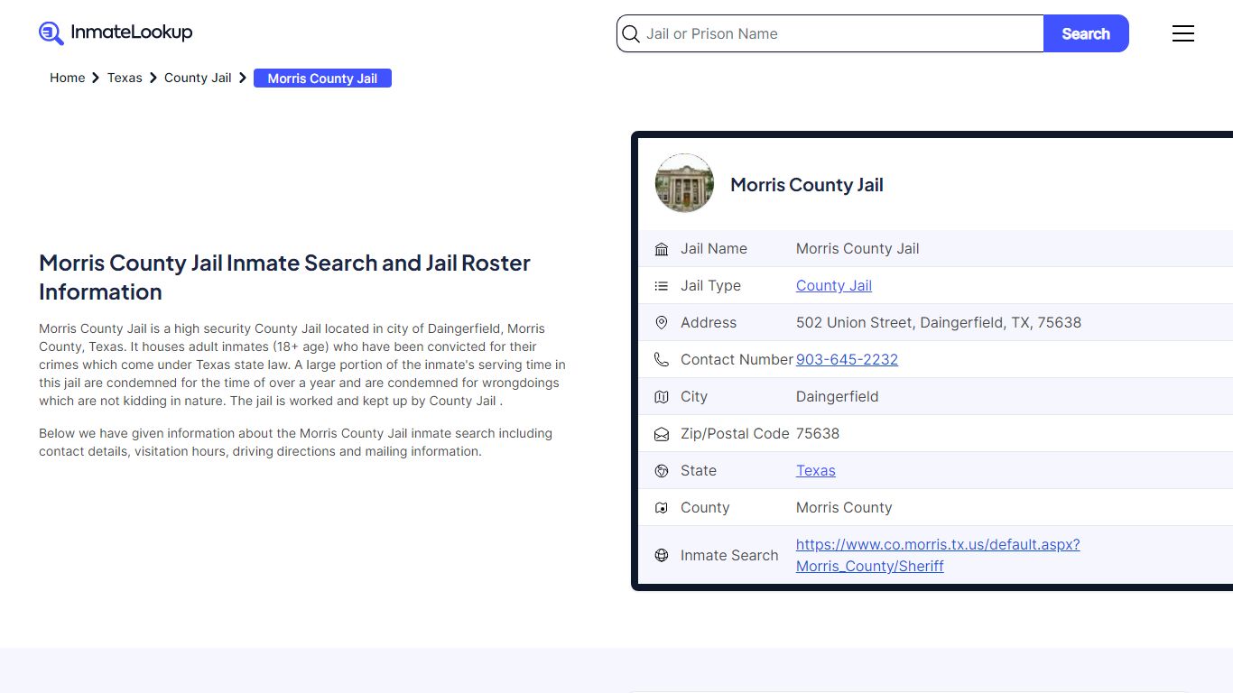 Morris County Jail Inmate Search, Jail Roster, Bookings, Arrests ...