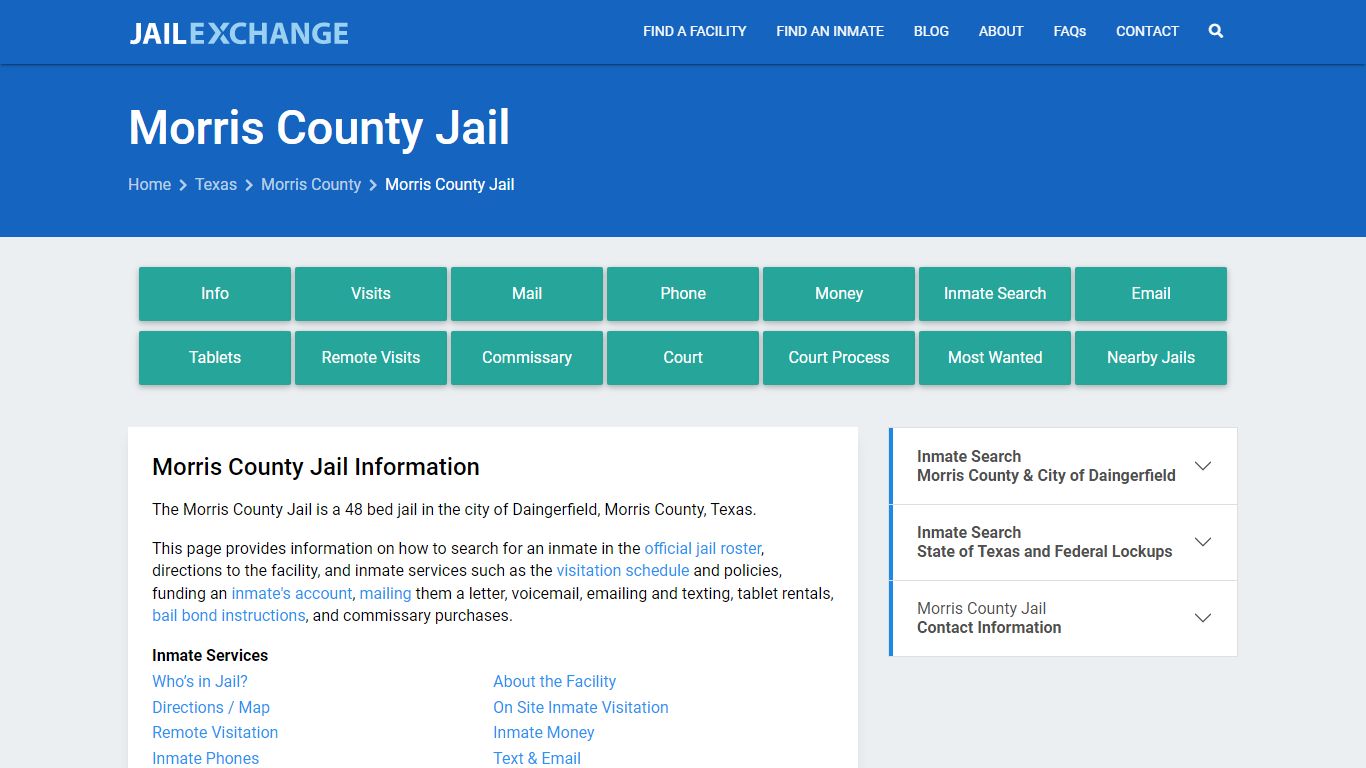 Morris County Jail, TX Inmate Search, Information